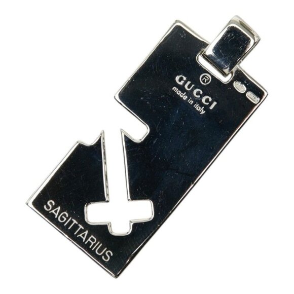 Gucci Sagittarius Logo Plate Pendant Top Silver - Picture 1 of 2